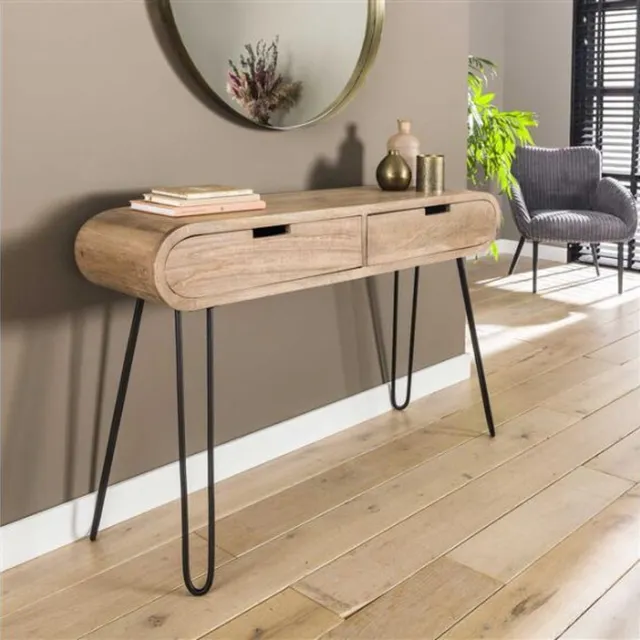 Meubelplaats Kaptafel Barrel 120 cm mangohout - zandkleur massief mango zandkleur