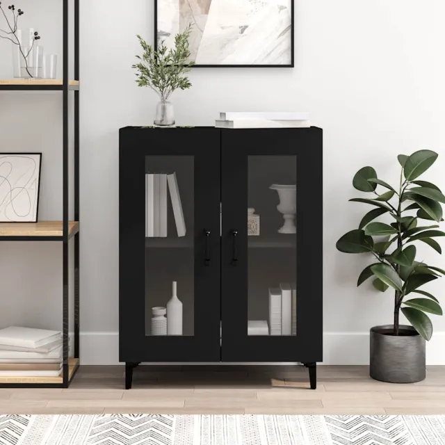vidaXL Dressoir 69,5x34x90 cm bewerkt hout zwart, foto 2