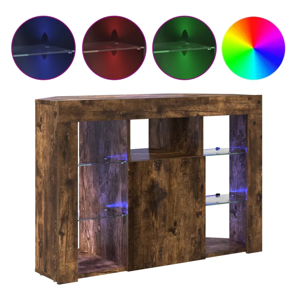 vidaXL Hoek LED TV Kast 100x40x68cm Gerookt eiken Bewerkt hout, foto 4