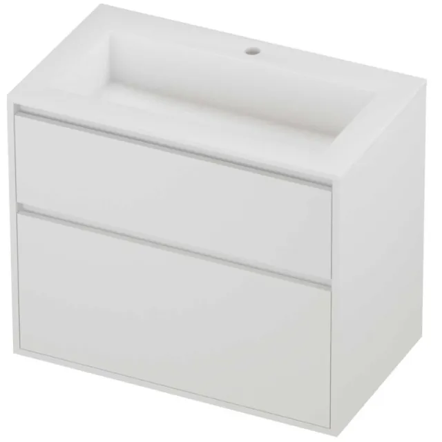 Proline Aristo Badmeubelset Polystone Elegant 1 Kraangat Greeploos 80x46x67 cm Mat Wit Mat White
