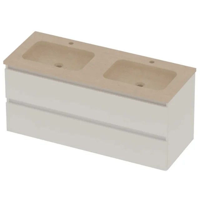 Basic-Line Rocky 46 Badmeubelset Hardsteen 120x46x54 cm R46SSEMW120D2 Mat White Sand Stone Beige