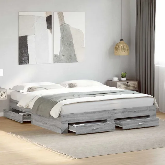 vidaXL Bedframe met lades bewerkt hout grijs sonoma eiken 180x200 cm