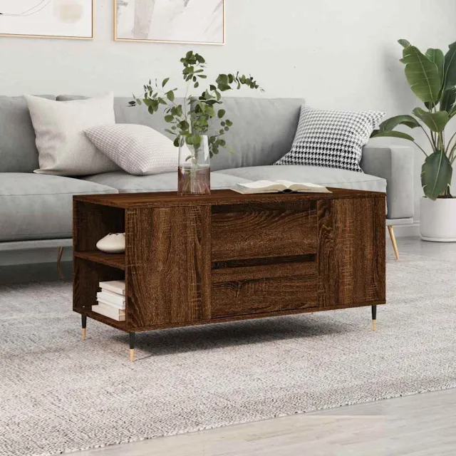 vidaXL Salontafel 102x44,5x50 cm bewerkt hout bruin eikenkleur, foto 2
