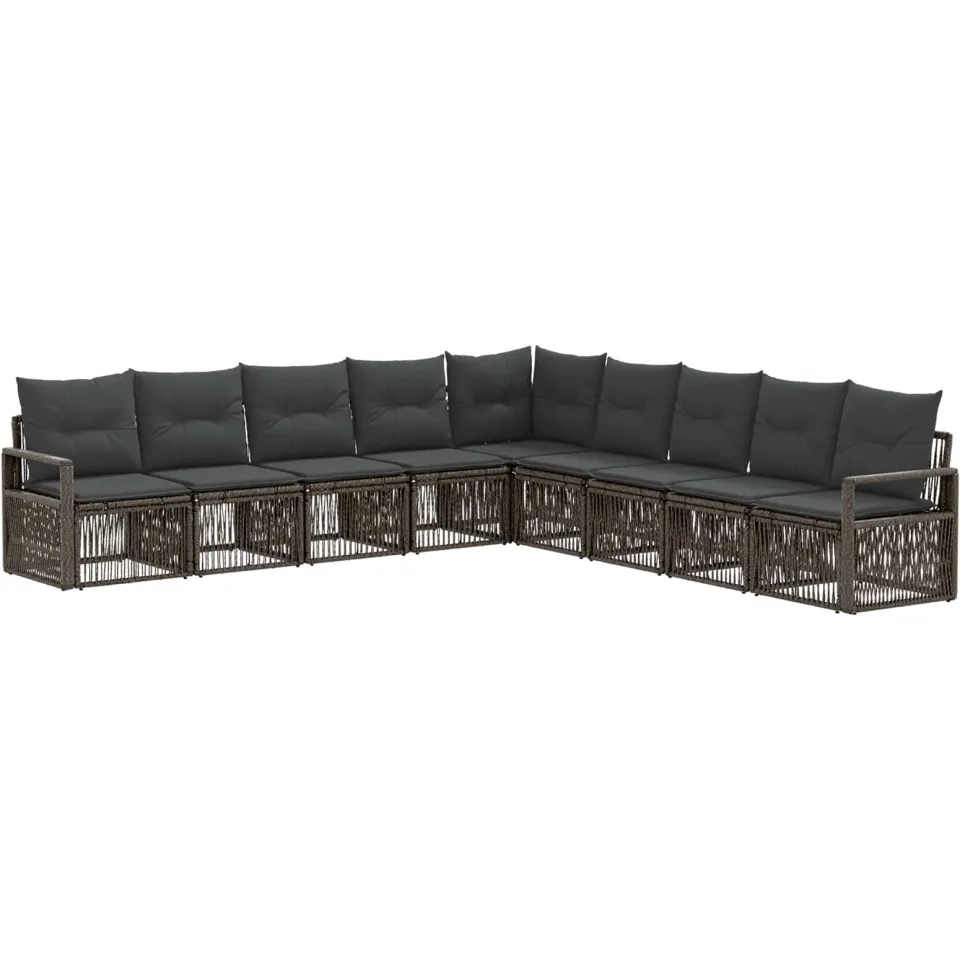 vidaXL Tuinbankenset 9 st 9-zits Grijs poly rattan, foto 3