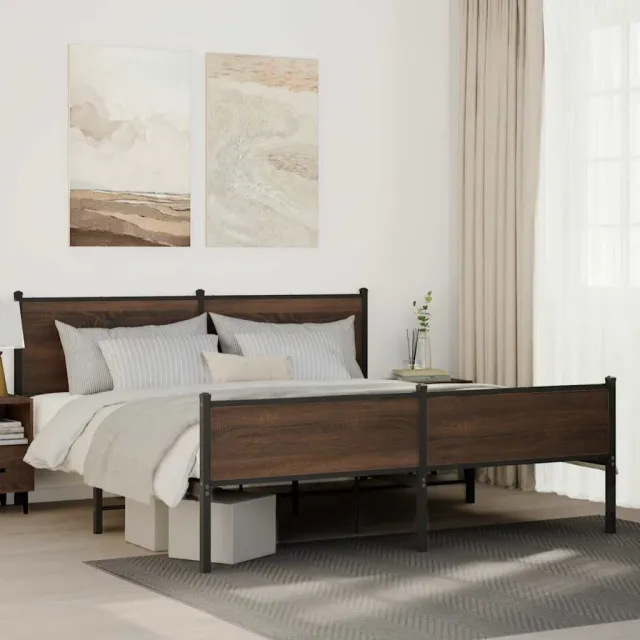 vidaXL Bedframe zonder matras metaal bruin eikenkleur 180x200 cm