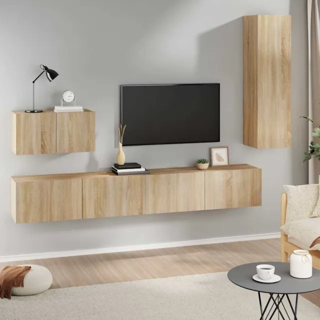 vidaXL 4-delige Tv-meubelset bewerkt hout sonoma eikenkleurig
