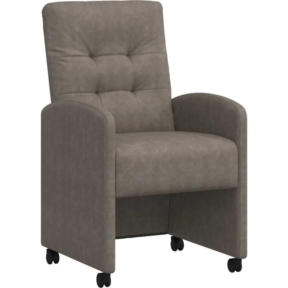 vidaXL Eetkamerstoelen met Wieltjes 2 st Kunstleer Grijs, foto 3