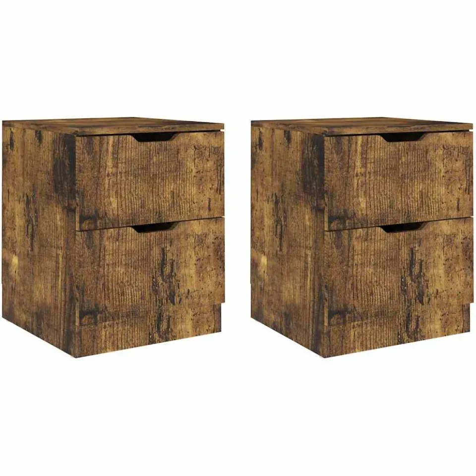 vidaXL Nachtkastjes 2 st 40x40x50 cm bewerkt hout gerookt eikenkleurig, foto 3