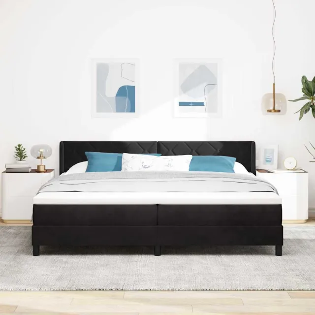 vidaXL Boxspringbed met hoofdeinde Zwart 200 x 200 cm Fluweel
