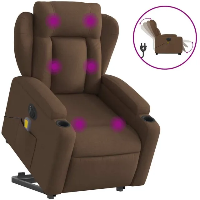 vidaXL Sta-op-massagestoel - elektrisch - verstelbaar - stof - bruin