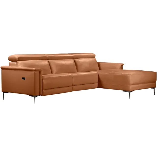 Notio Living Lund-Hoekbank 3-zits - 1 Elektrische Relax - Cognac PU Bruin