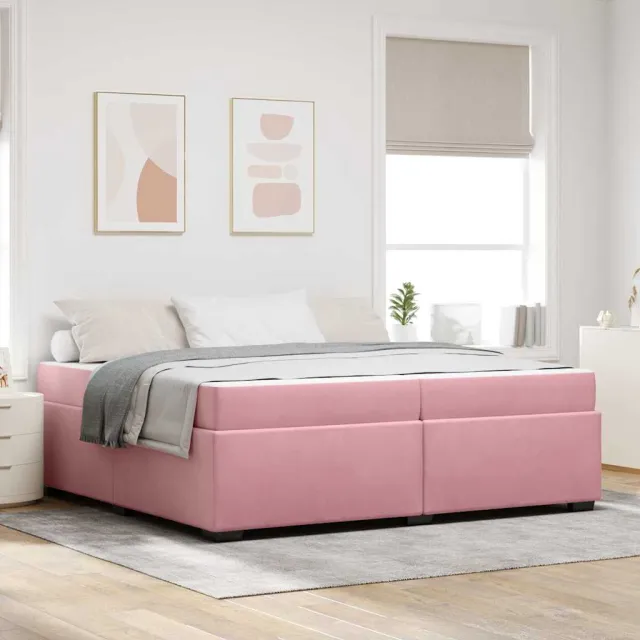 vidaXL Bedframe met matras Roze 200 x 200 cm Stof