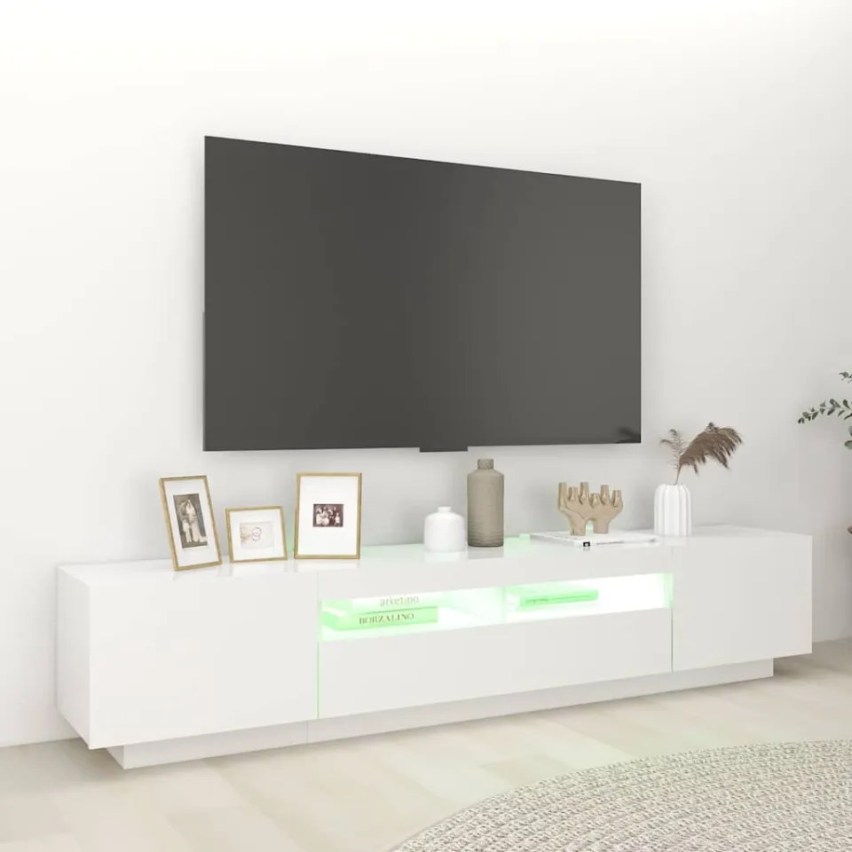 vidaXL Tv-meubel met LED-verlichting 200x35x40 cm wit, foto 3