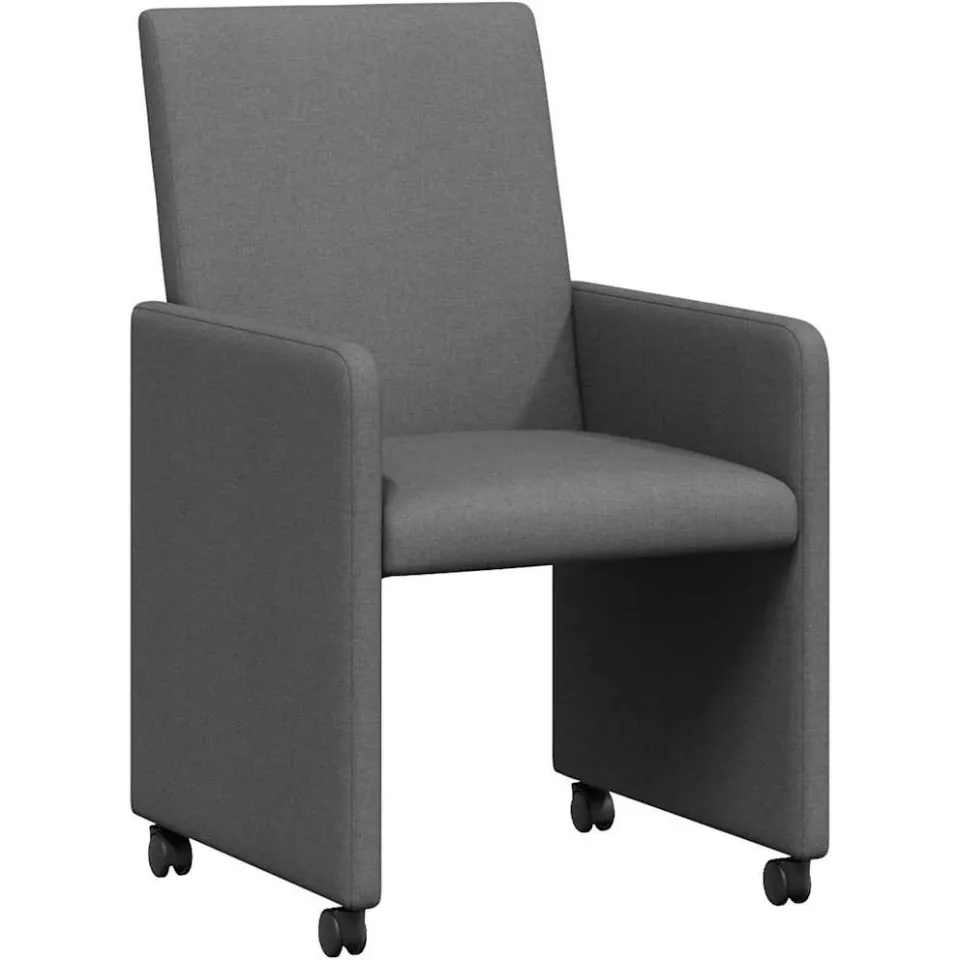 vidaXL Eetkamerstoelen met Wieltjes 2 st Stof Donkergrijs