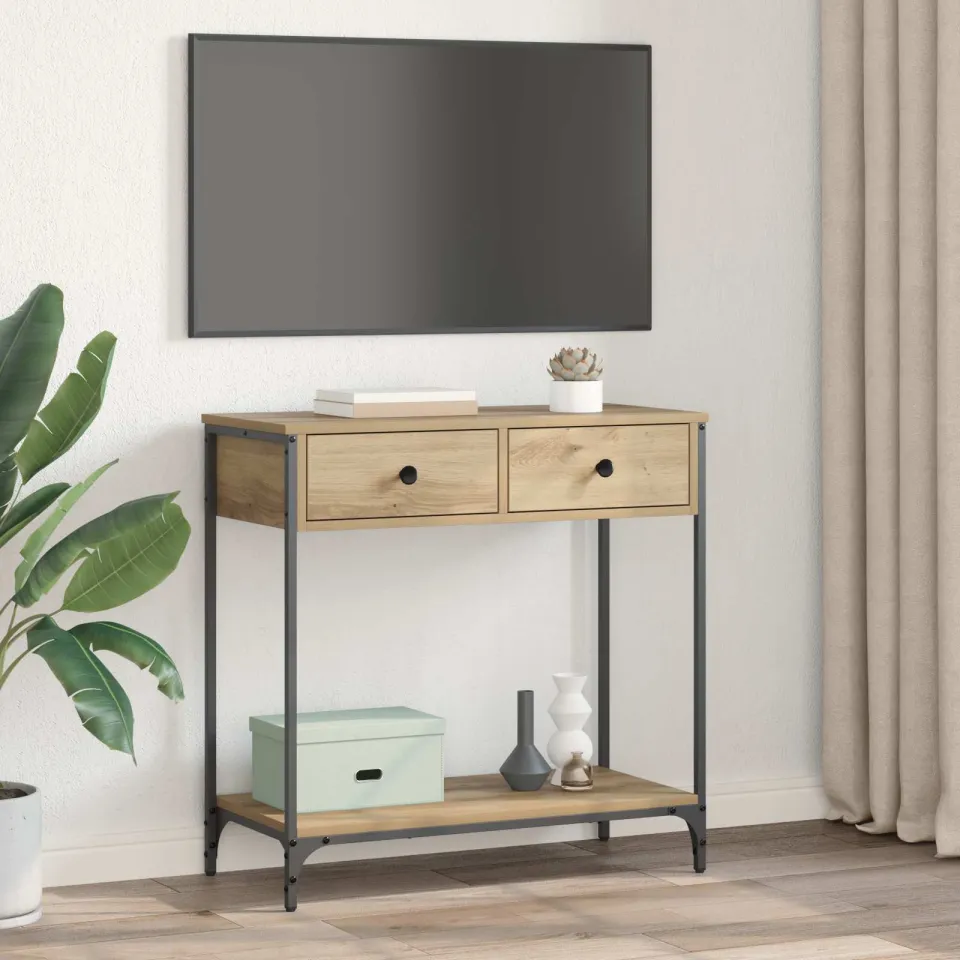 vidaXL Wandtafel Artisan Eiken 75 x 34,5 x 75 cm Bewerkt hout, foto 4