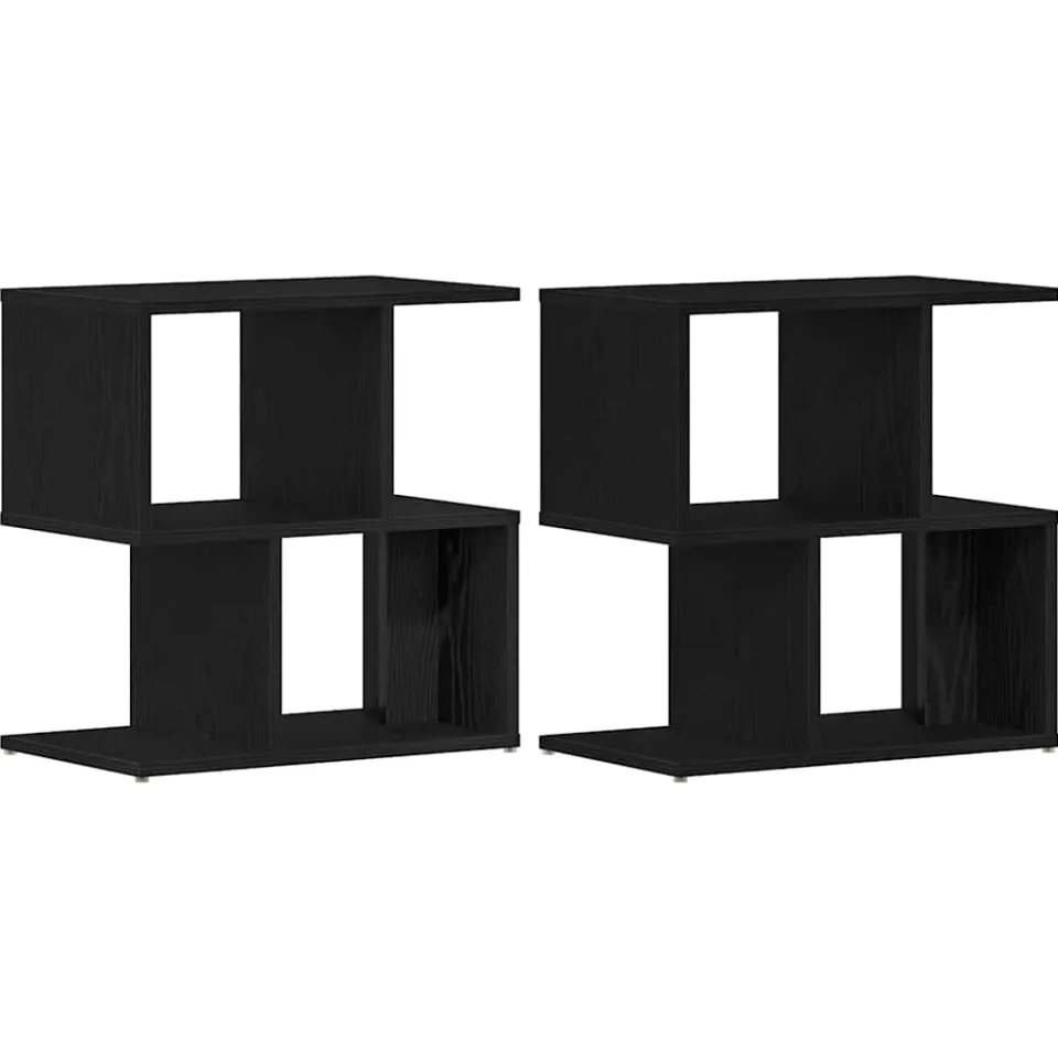 vidaXL Nachtkastje 2 st Zwart Eiken 50 x 30 x 51,5 cm Bewerkt hout, foto 3