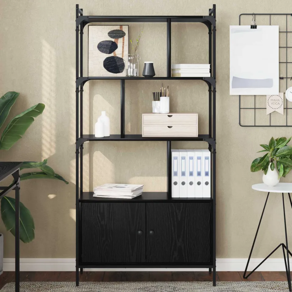 vidaXL Boekenkast 6-laags 76,5 x 30 x 154,5 cm Bewerkt hout zwart, foto 3