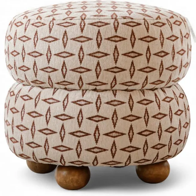 Indore Home Jet Ronde Poef - 49 cm - Terra Beige Bruin