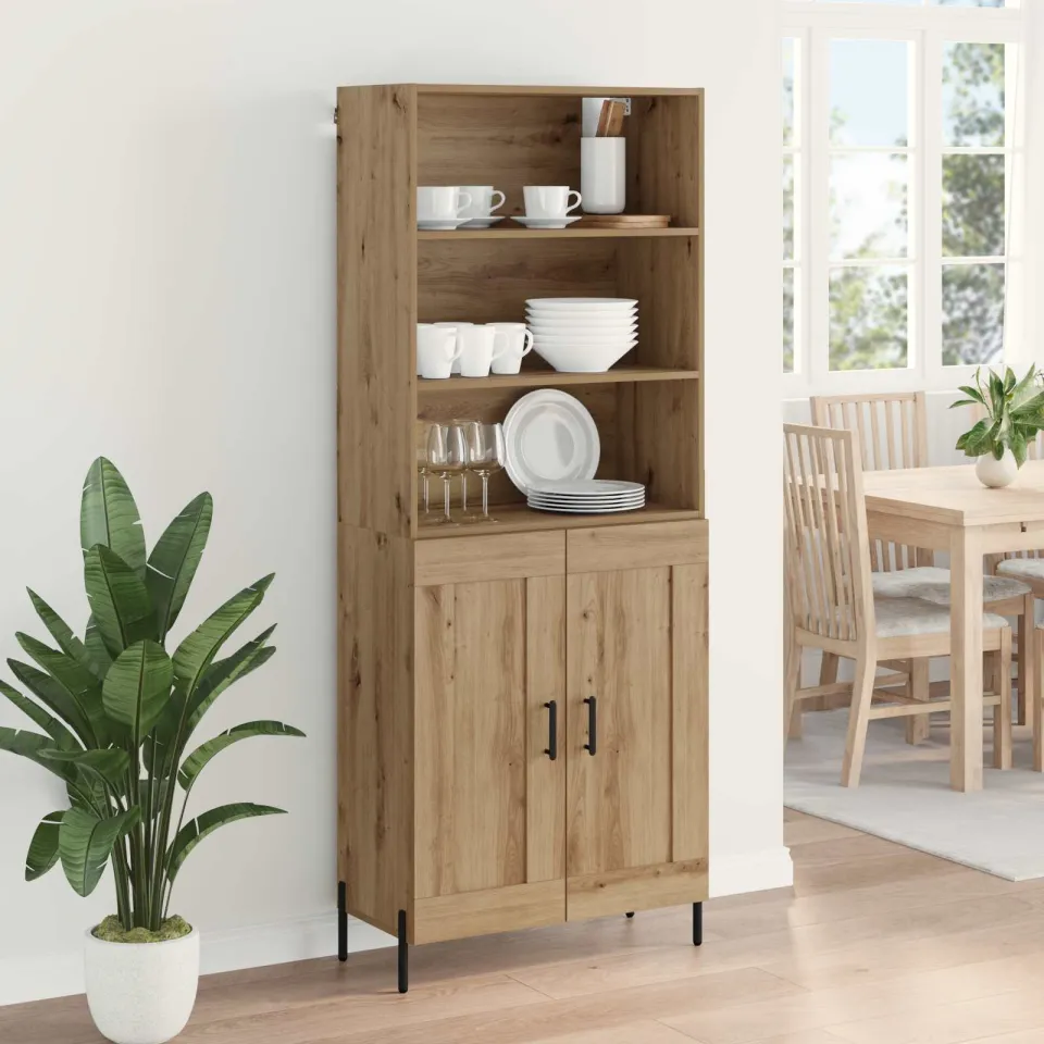 vidaXL Hoge kast Artisan Eiken 69,5 x 32,5 x 180 cm Bewerkt hout, foto 4