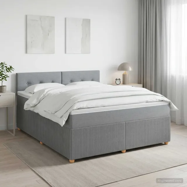 vidaXL Boxspringbed met matras Lichtgrijs 180 x 200 cm Stof