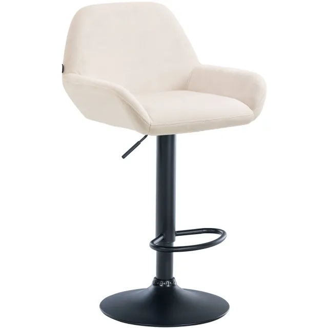 Luxe Comfort Barkruk - Verstelbaar - Fluweel - Crème creme zwart