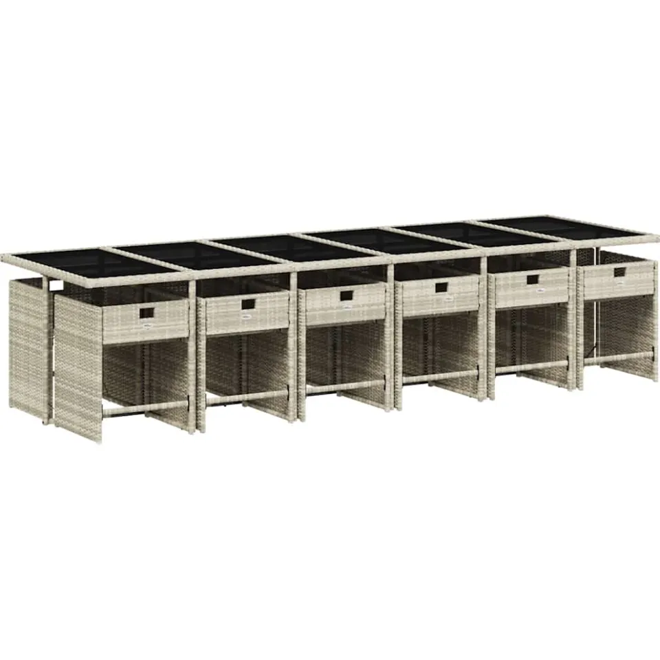 vidaXL 13-delige Tuinset met kussens poly rattan lichtgrijs