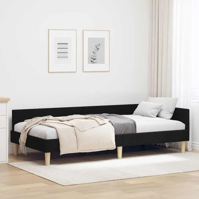 vidaXL Hoekbedframe Zwart 90 x 190 cm Stof