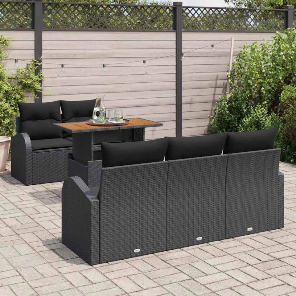 vidaXL Tuin Sofa Set 6 st Zwart Poly riet, foto 3