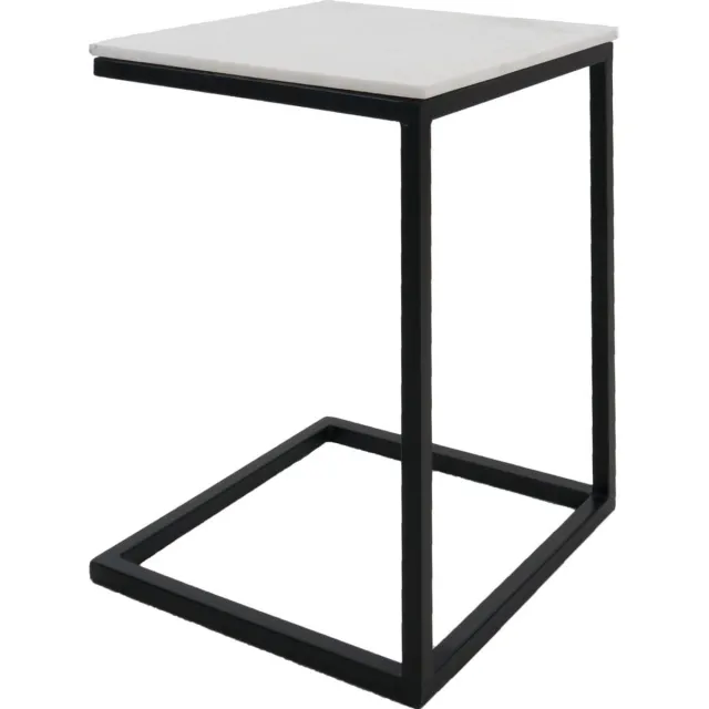 Home67 Laptoptafel Mitch Marmer - Wit/Zwart - Design Bijzettafel voor Laptop