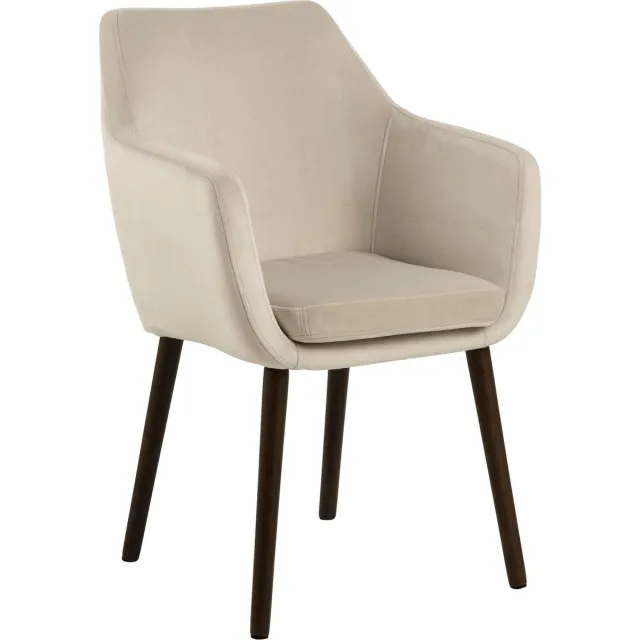 Scandes Fluwelen armstoel Nora Beige met houten poten Scandes