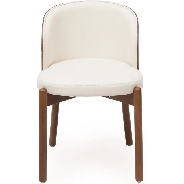 SONNENH Eetkamerstoelen set van 2 met beige stoffen zitting, essenfineer rug en walnootkleurig houten frame