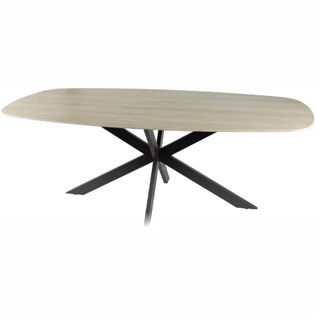 Nest of Nora Eettafel Nino - Deens ovaal eetkamertafel 215 cm - 3D Keramiek travertin Lichtbruin