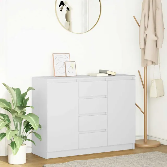 vidaXL Dressoir met lades 100,5x35x76 cm spaanplaat wit
