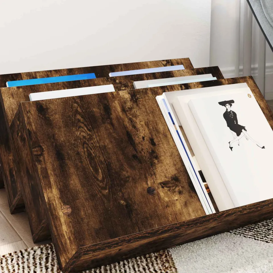 vidaXL Tijdschrift Rek Gerookt eiken 65 x 53 x 28,5 cm Bewerkt hout, foto 4