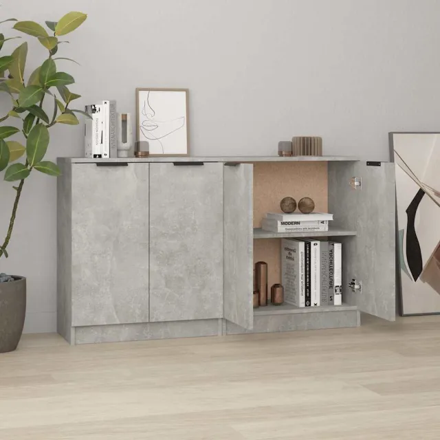 vidaXL Dressoirs 2 st 60x30x70 cm bewerkt hout betongrijs grijs, foto 2