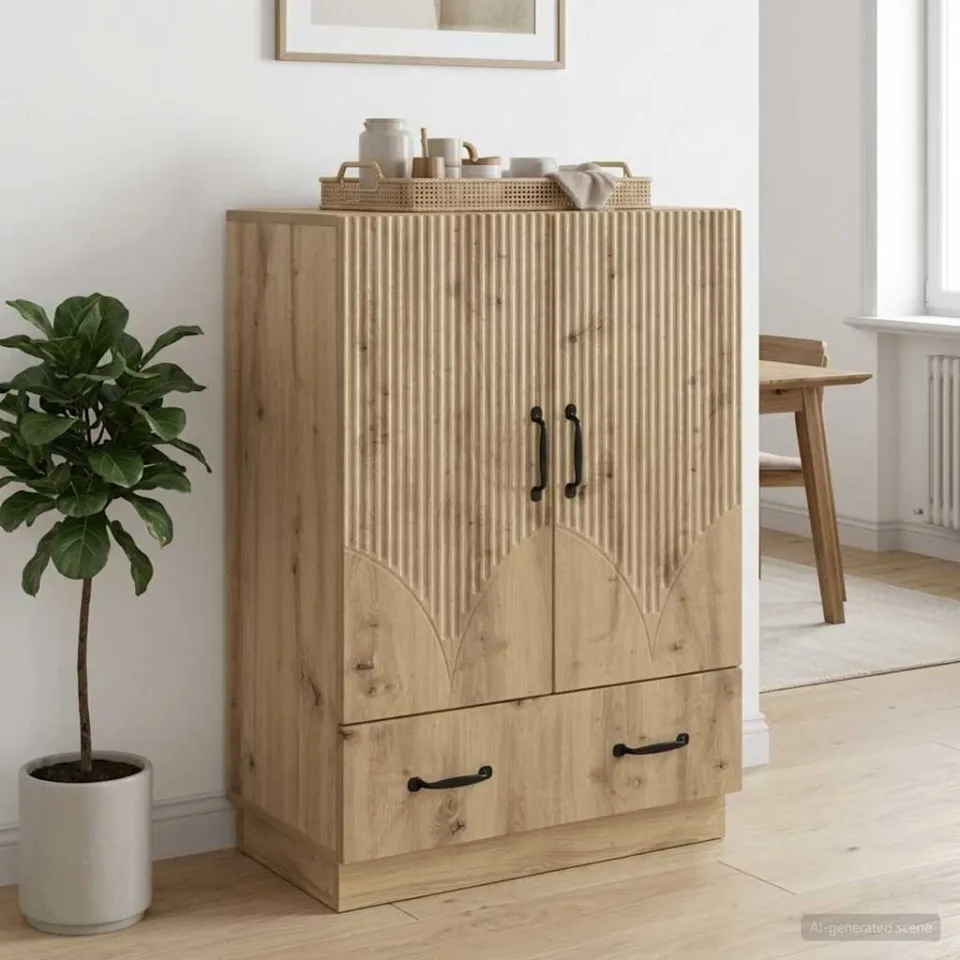 vidaXL Dressoir Artisanaal eiken 66 x 34,5 x 92 cm Bewerkt hout, foto 3
