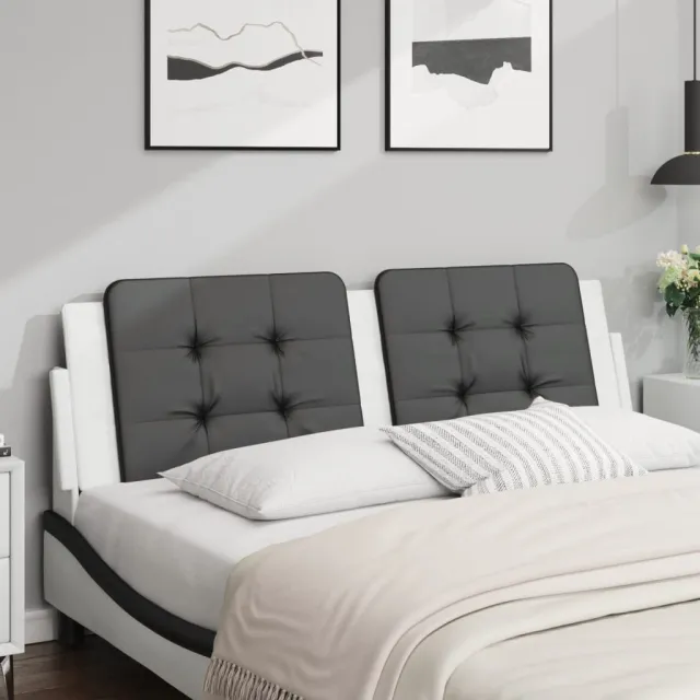 vidaXL Hoofdbordkussen "Zadar" 160 cm kunstleer zwart en wit