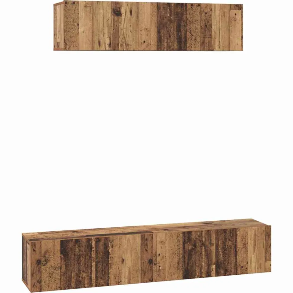 vidaXL Tv-meubelset 4 st Oud Hout Bewerkt hout bruin, foto 3