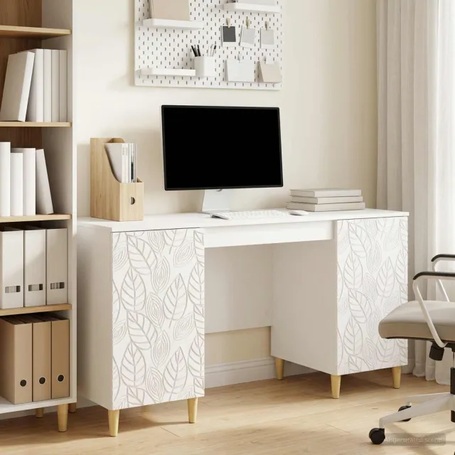 vidaXL Bureau Hoogglans Wit 142,5 x 50 x 75 cm Bewerkt hout, foto 2