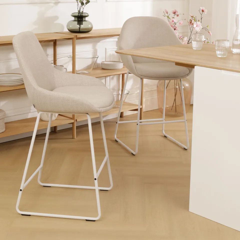 Nolon Nino-Isa barkruk beige - wit onderstel - 75 cm, foto 2
