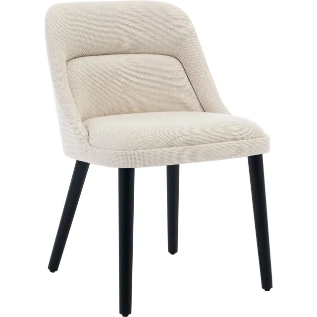 Danky Set Van 2 Gestoffeerde Eetkamerstoelen - Modern Mid-Century Linnen Stoel Met Hoge Rugleuning - Gewatteerde Zitting En Stevige Houten Poten Voor Eetkamer En Keuken - Linnen | Beige