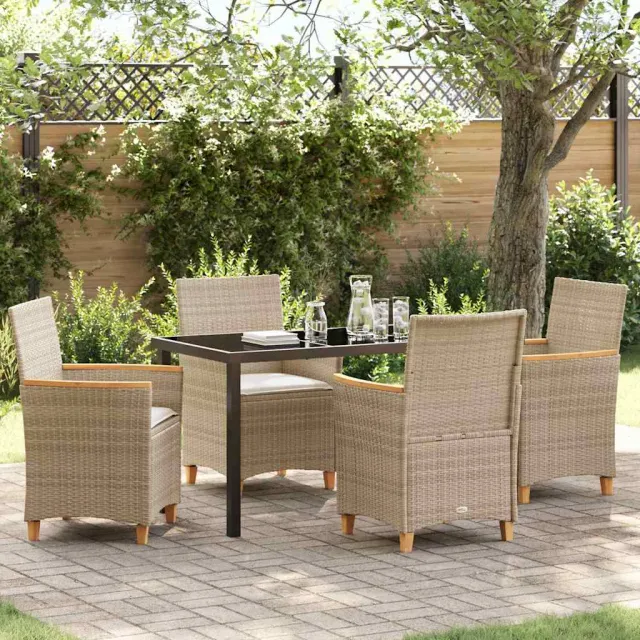 vidaXL Tuin eettafelset 5 st Beige poly rattan, foto 2
