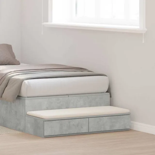 vidaXL Bedlades met lade Beton Grijs 90 x 36,5 x 16,5 cm Bewerkt hout, foto 2