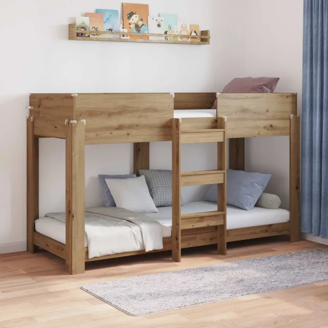 vidaXL Bunk Bed voor Kinderen Artisan Eiken 75 x 190 cm Bewerkt hout