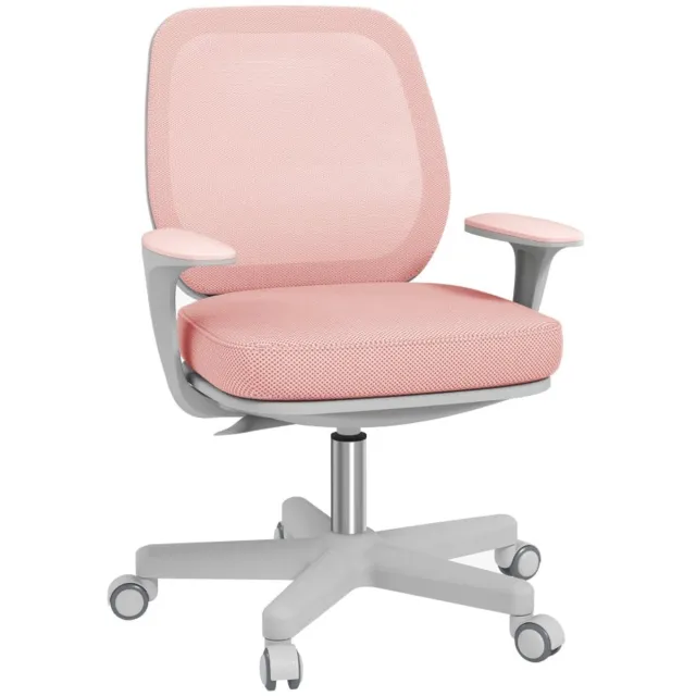 Merax Ergonomische Bureaustoel Roze – Mesh Rugleuning – Draaibaar & In Hoogte Verstelbaar – Veiligheidswielen met Rem – 120 kg