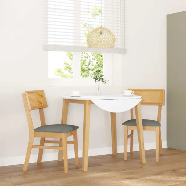 vidaXL Eetkamerstoelen met kussens 2 st massief hout rubber Bruin