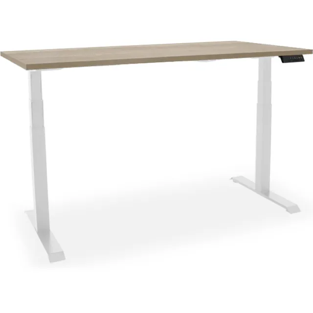 Officetopper Elektrisch zit-sta bureau Essential NPR - 140x80cm - medium oak/wit