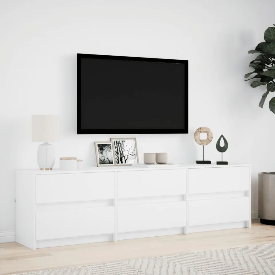 vidaXL Tv-meubel met LED 180x34x50 cm bewerkt hout wit, foto 2