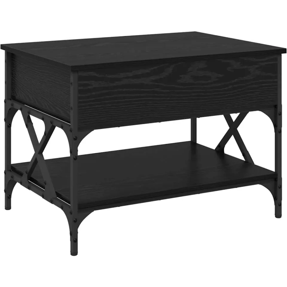 vidaXL Salontafel Zwart Eiken 70x50x50cm Bewerkt hout