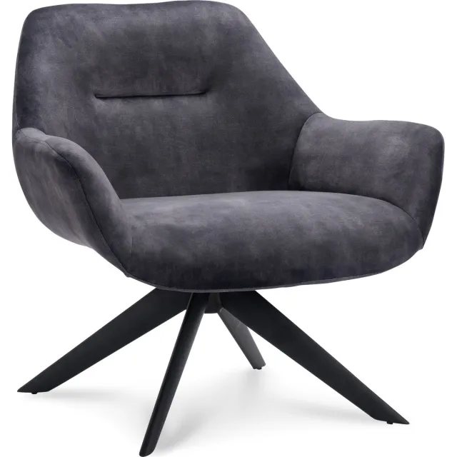 Icon Living Fauteuil Vico - Velours Adore Anthracite - Poot Zwart Grijs